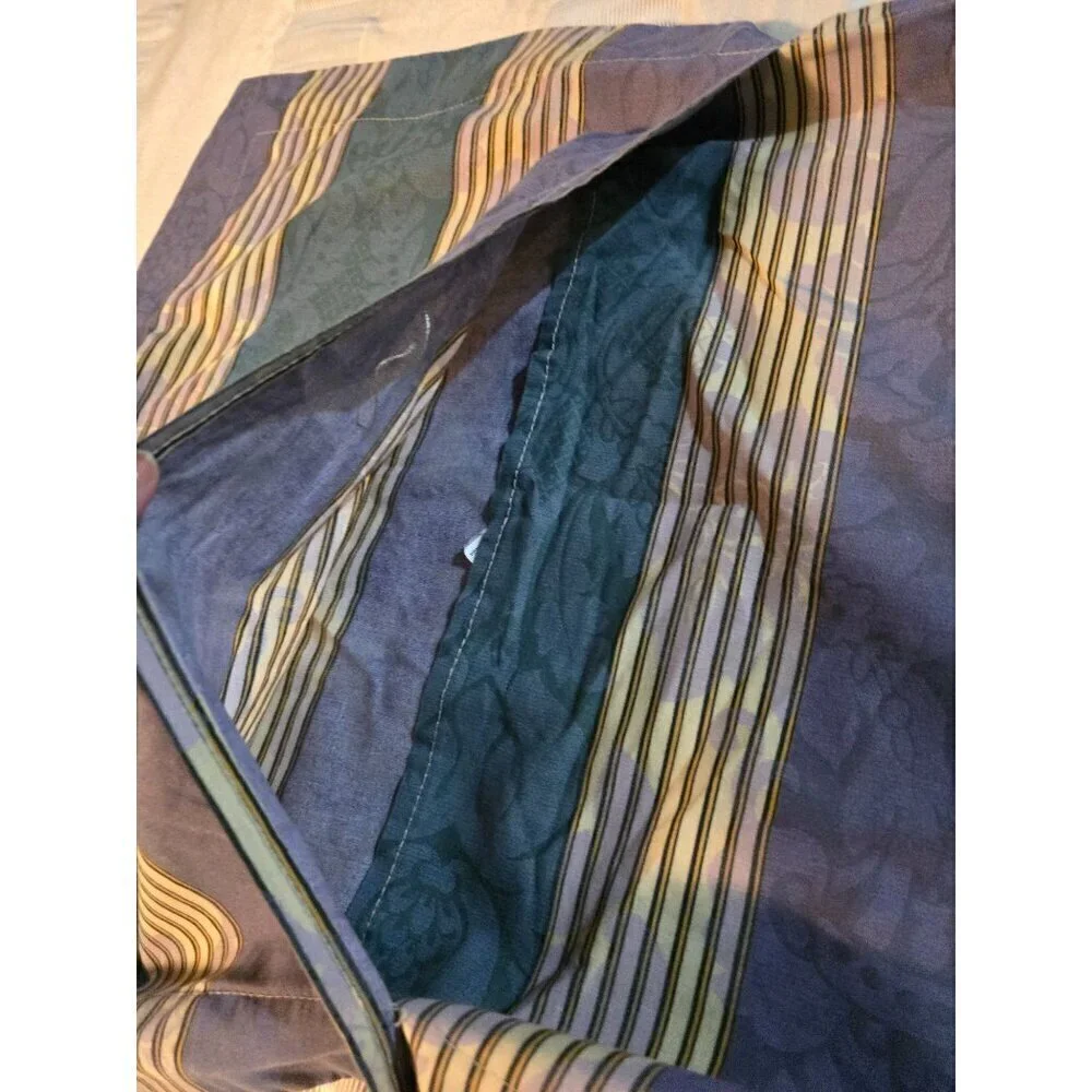 Vintage Springs Dark Boho Purple  Green Striped Pillowcase  Standard